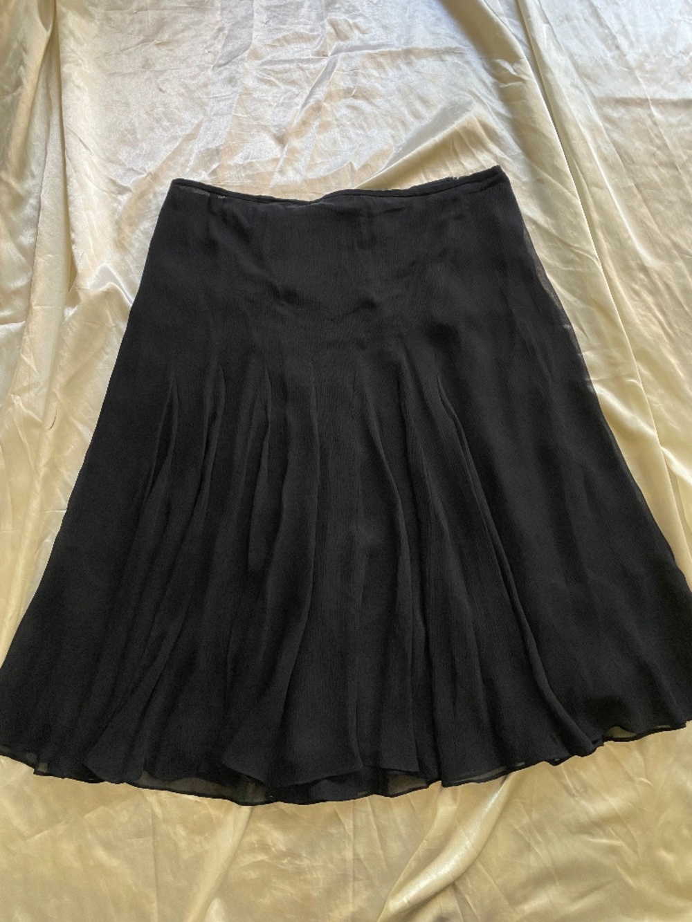 Vintage y2k Black 100% Silk Chiffon Low Waist Skirt Fairy Minimalist Size 12